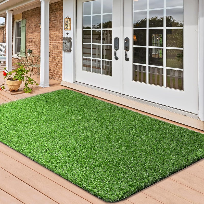 OLanto Artificial Grass Mat, Turf Grass Front Door Mats Outdoor/Indoor, Realistic Fake Grass Rug for Dog, Entrance, Patio, Camper, Home Decor, 36” x 59” - Image 1